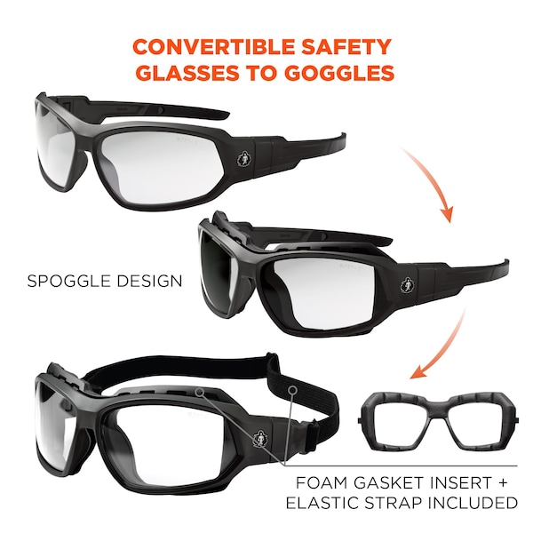 Safety Spoggles, Clear Matte Black Frame